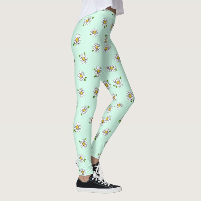 Legging Daisy Flower Cute Floral Pastel Pattern (Direita)