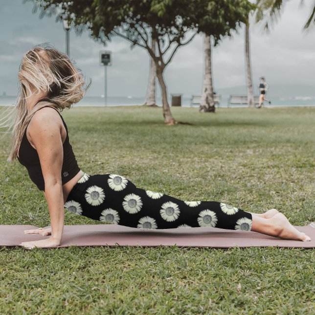 Legging Daisy Flower Pattern Cute Girly Trendy White Black (Criador carregado)