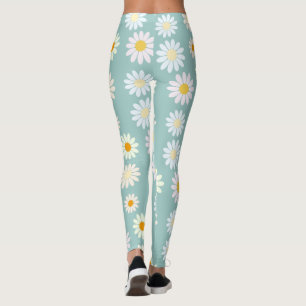 Legging Daisy Flowers Floral Pattern Girly Rainbow Pastel