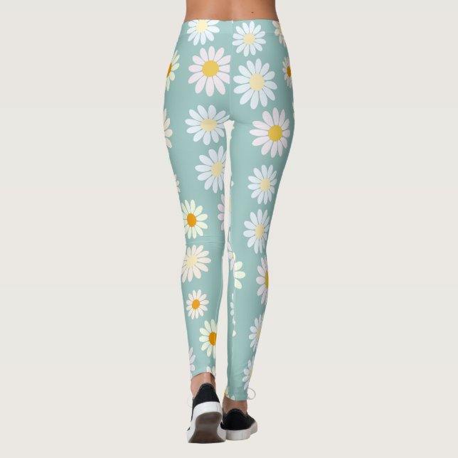 Legging Daisy Flowers Floral Pattern Girly Rainbow Pastel (Verso)