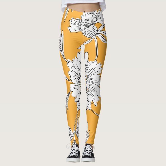 Legging Daisy Head: Linha Floral de Verão. (Frente)