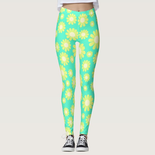 Legging Daisy Yellow Teal (Frente)