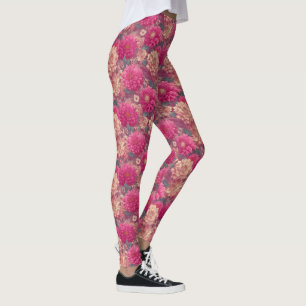Legging Dálias de Exercício Rosa Presentes de Flor para Ir