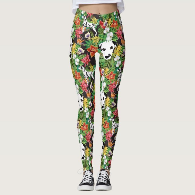 Legging Dalmácia Tropical Floral Jungle Dog Dalmace (Frente)