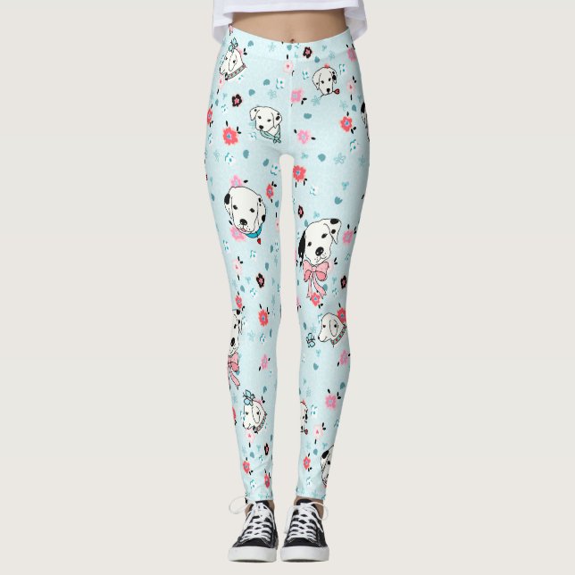 Legging Dalmaciana Puppy Floral - azul claro (Frente)
