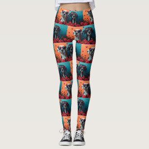 Legging Dálmata Com Rosas Do Coração Dia Dos Namorados