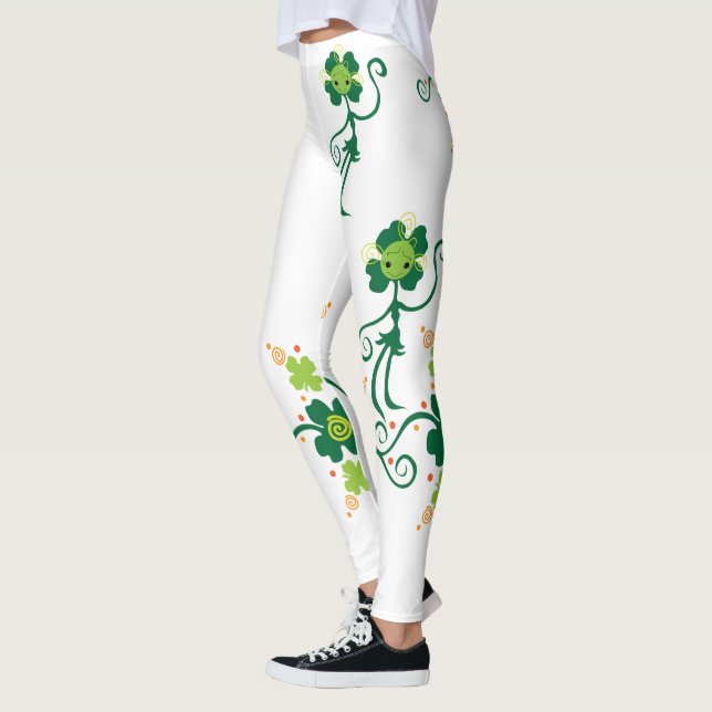 Legging Dama De Vidro De Quatro Folhas Com Flores (Esquerda)