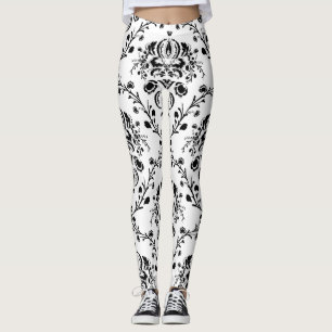 Legging Damasco branco e preto