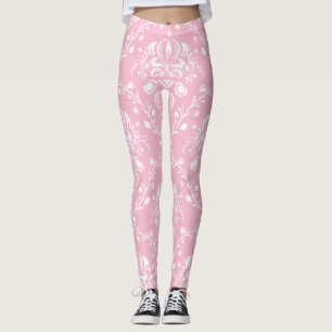 Legging Damasco cor-de-rosa e branco