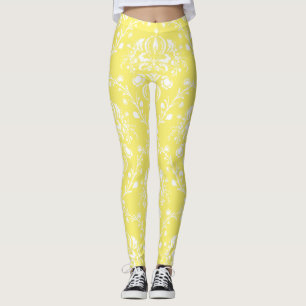 Legging Damasco do amarelo e do branco de manteiga