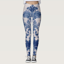 Legging Damasco elegante Toile de jouy azul