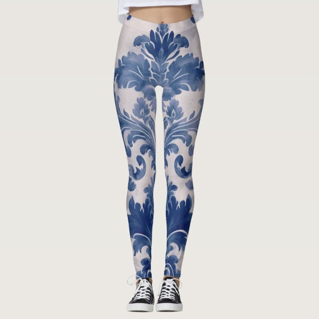 Legging Damasco elegante Toile de jouy azul (Frente)