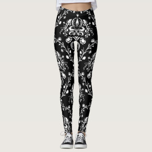 Legging Damasco preto e branco