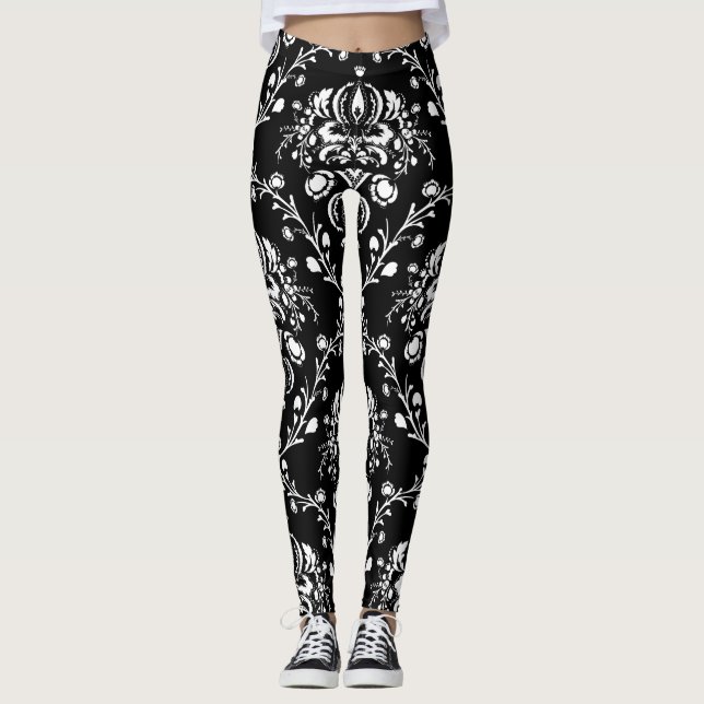 Legging Damasco preto e branco (Frente)