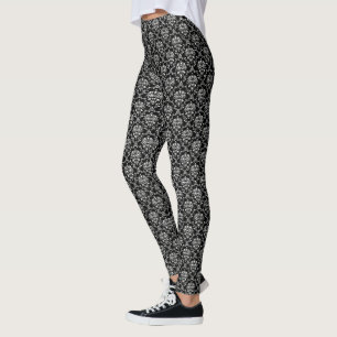 Legging Damasco preto e branco