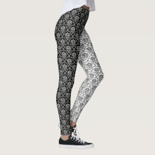 Legging Damasco preto e branco dos opostos do espelho
