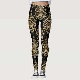 Legging Damasco preto e Dourado