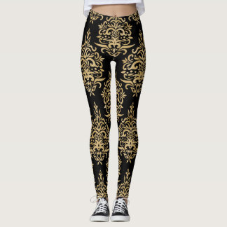 Legging Damasco preto e Dourado