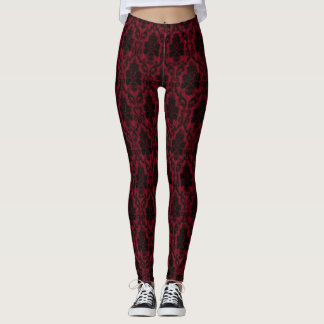 Legging Damasco Preto Vermelho Gótico