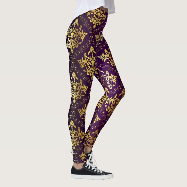 Legging Damasco Roxo e Dourado (Direita)