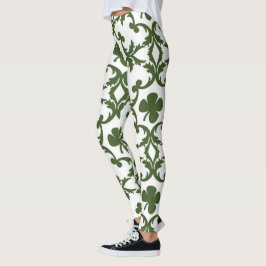 Legging Damasco verde e branco com trevos