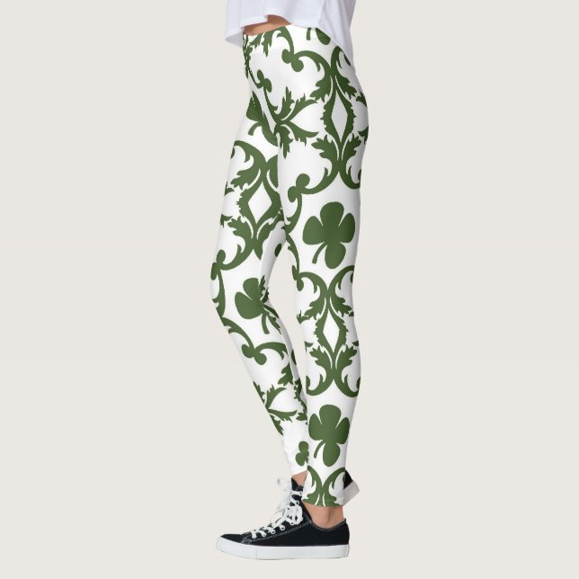 Legging Damasco verde e branco com trevos (Esquerda)