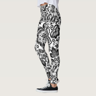 Legging Damascos Florais Barrocos Pretos
