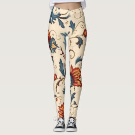 Legging Damask Vintage Divertido 60 anos Padrão de Groovy