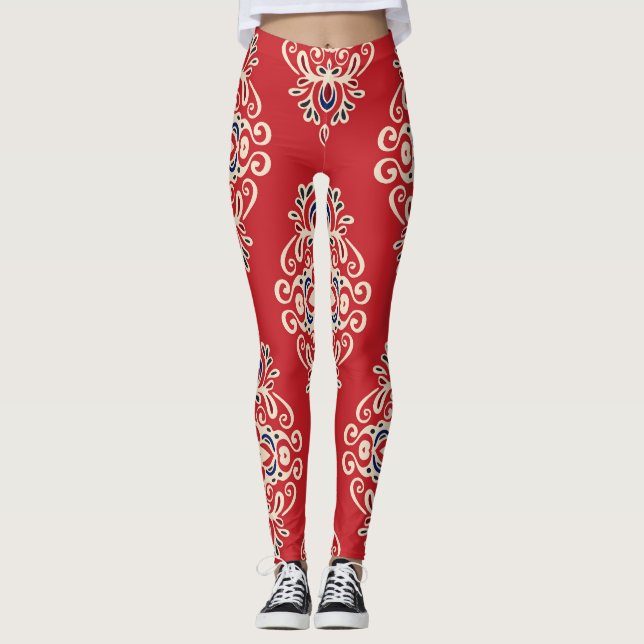 Legging Damask Vintage: Floreish Seamless Pattern. (Frente)