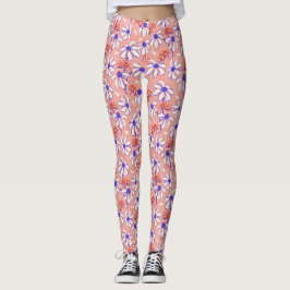 Legging Damybugs e Daisies bonitos, cor-de-rosa e azul