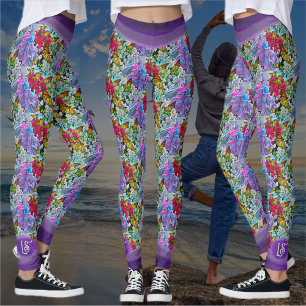 Legging Dança padrão com flores e borboletas PV01
