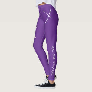 Legging Dançando o dia Arte X Minimalista Branco e Roxo