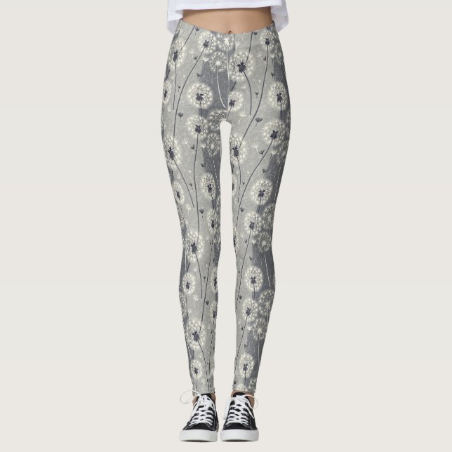 Legging Dandelion monocromático moderno (Frente)