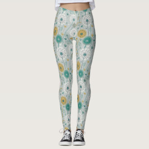 Legging Dandelion Whimsical - Amarelo, Branco e Teal