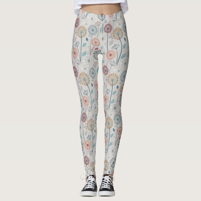 Legging Dandelion Whimsical - Vermelho, Amarelo, Branco e  (Frente)