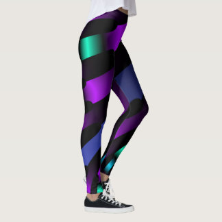 Legging Dark beautiful colors neon glowing Ribbon Stripes