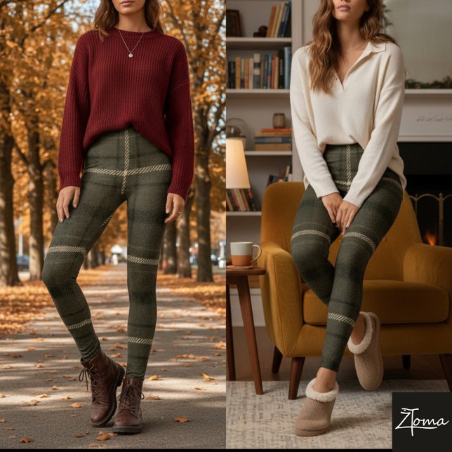 Legging Dark Brown Neutral Rustic Military Tartan (Criador carregado)