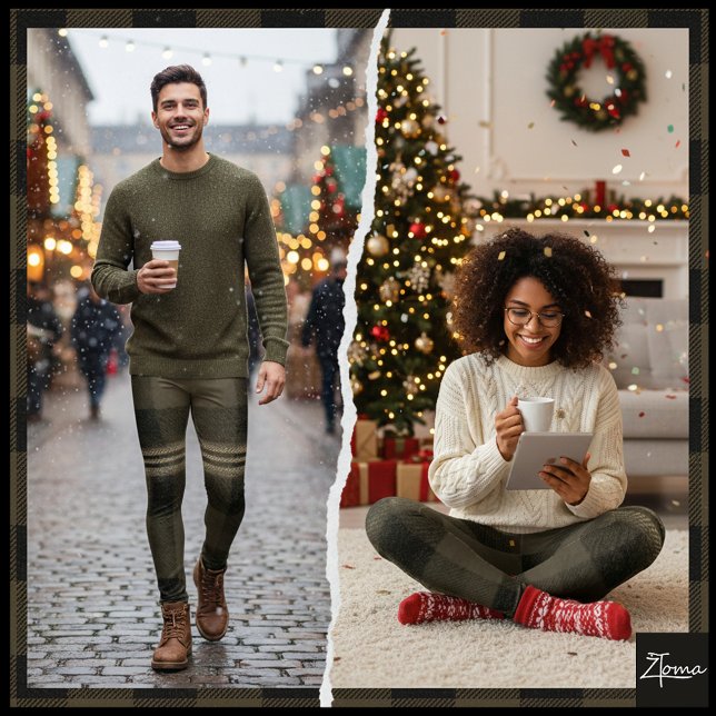 Legging Dark Olive Black Muted Flannel Plaid (Criador carregado)