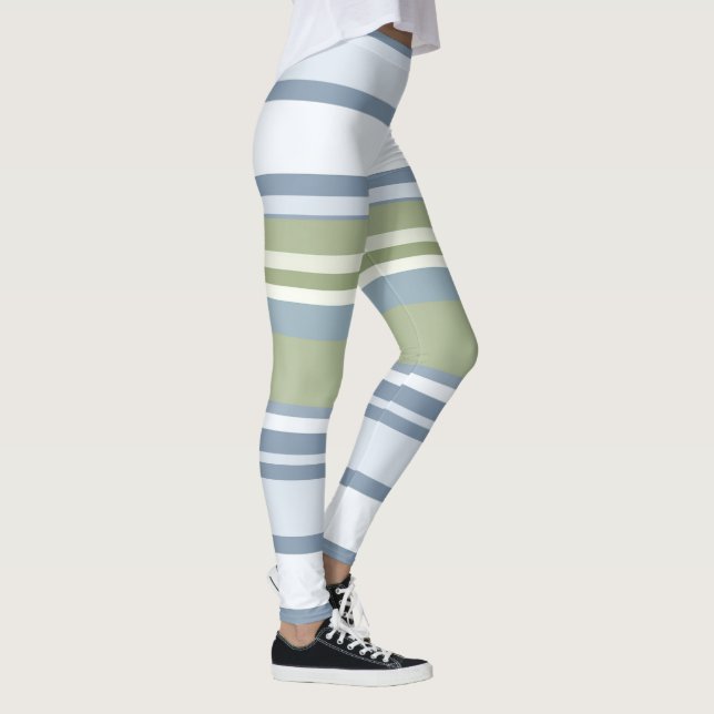 Legging Dark Pastel Blue and Spring Rain Stripes (Direita)