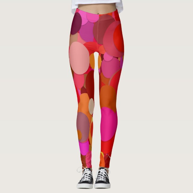 legging de confete de ponto vermelho (Frente)