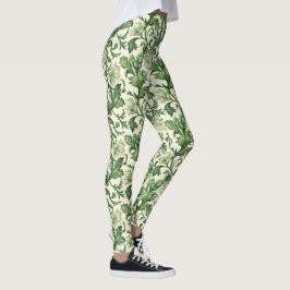 Legging de cor azul estilo vintage com padrão botâ