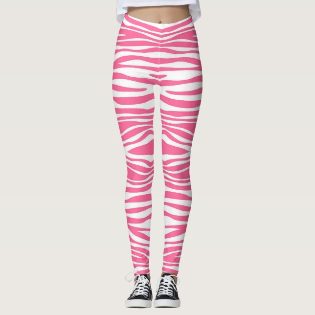 legging de estampa de zebra rosa (Frente)
