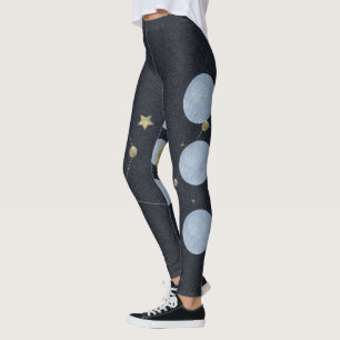 Legging de Ioga Azul da Constelação da Lua Padrão