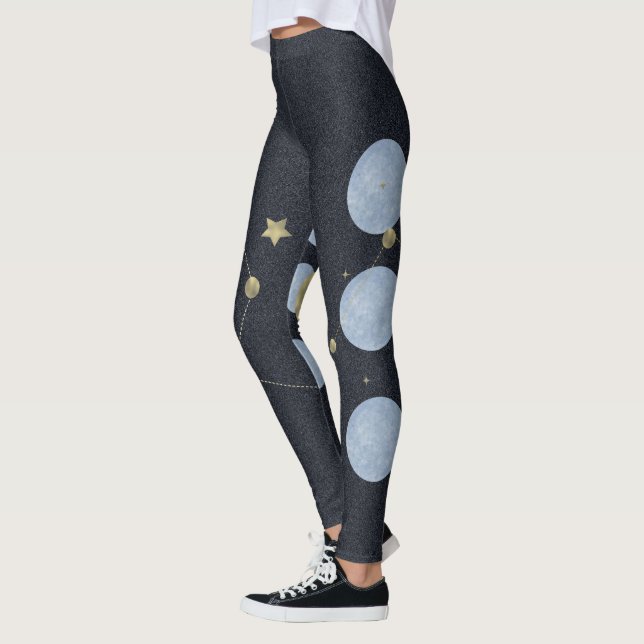 Legging de Ioga Azul da Constelação da Lua Padrão (Esquerda)