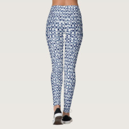 Legging De matéria têxtil azul da verificação de Itajime