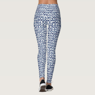 Legging De matéria têxtil azul da verificação de Itajime