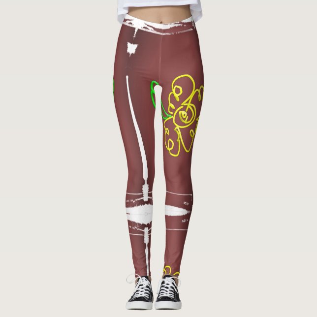 legging de pintura de flor (Frente)