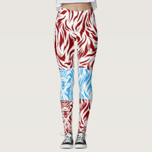 Legging de Redemoinho Abstrato Vermelho e Azul Vib