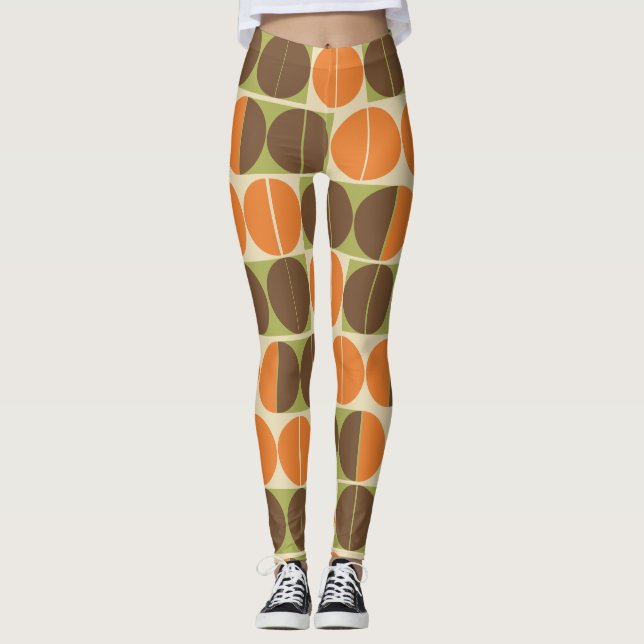 Legging De repente Anos setenta Laranja Verde Marrom (Frente)