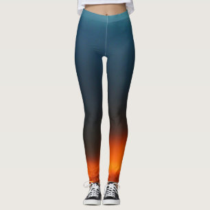 Legging de sonho, céu laranja e azul